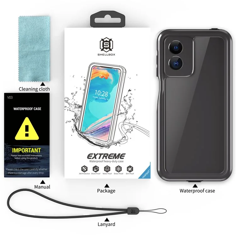 SHELLBOX Para Motorola Moto G Play (2024) 4G IP68 Capa à Prova d'Água Proteção Completa para Celular