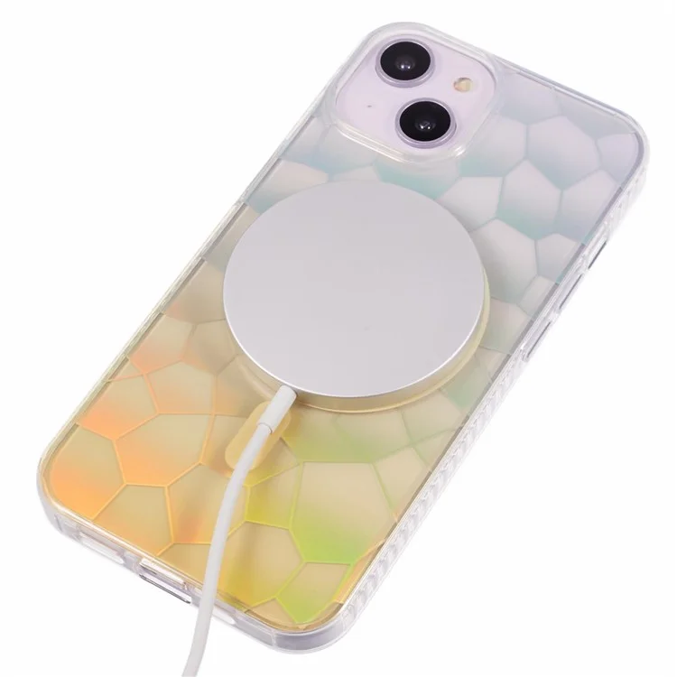 Funda para iPhone 15 de la serie MP Gradient TPU+Acrylic Back Phone Cover Compatible con MagSafe - Amarillo