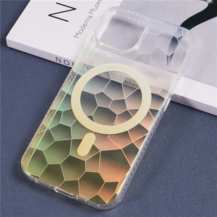 Funda para iPhone 15 de la serie MP Gradient TPU+Acrylic Back Phone Cover Compatible con MagSafe - Amarillo