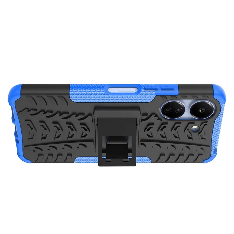 For Xiaomi Redmi 13C 4G / Poco C65 4G Case with Kickstand Tyre Pattern PC+TPU Shockproof Phone Cover - Blue