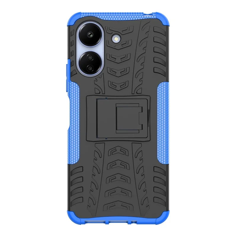 For Xiaomi Redmi 13C 4G / Poco C65 4G Case with Kickstand Tyre Pattern PC+TPU Shockproof Phone Cover - Blue
