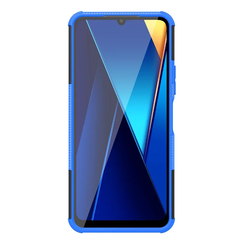 For Xiaomi Redmi 13C 4G / Poco C65 4G Case with Kickstand Tyre Pattern PC+TPU Shockproof Phone Cover - Blue