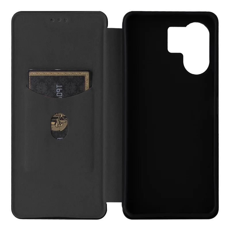 For Xiaomi Redmi 13C 5G / 13R 5G / Poco M6 5G Case PU Leather Carbon Fiber Texture Phone Cover - Black