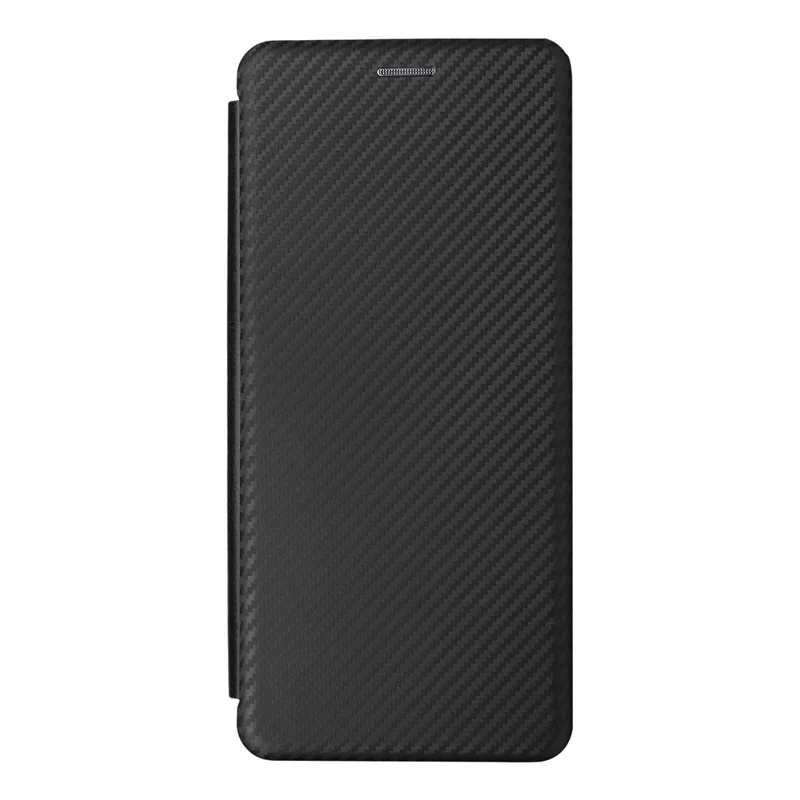 For Xiaomi Redmi 13C 5G / 13R 5G / Poco M6 5G Case PU Leather Carbon Fiber Texture Phone Cover - Black