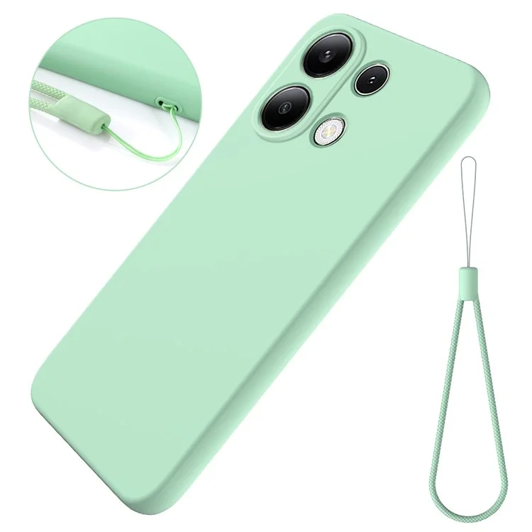 Para Xiaomi Redmi Note 13 Pro 4G / Poco M6 Pro 4G Caja Tacto Suave Silicona Líquida Cubierta de Teléfono con Correa - Verde