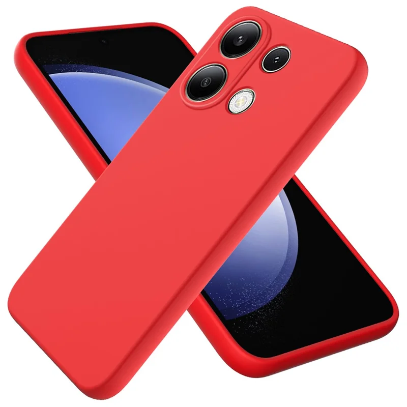 For Xiaomi Redmi Note 13 Pro 4G / Poco M6 Pro 4G Case Soft Touch Liquid Silicone Phone Cover with Strap - Red