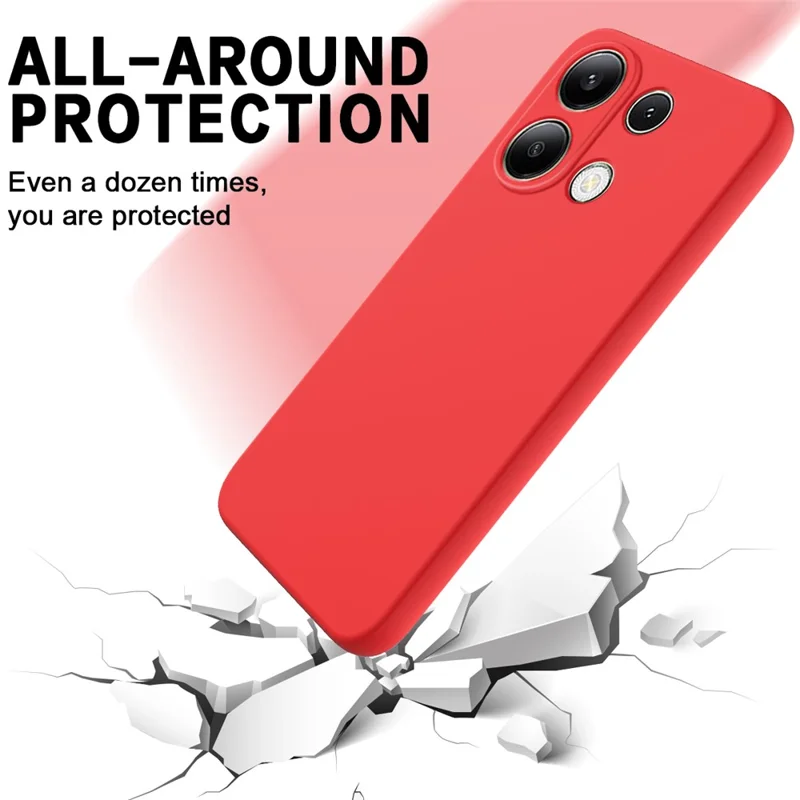 For Xiaomi Redmi Note 13 Pro 4G / Poco M6 Pro 4G Case Soft Touch Liquid Silicone Phone Cover with Strap - Red