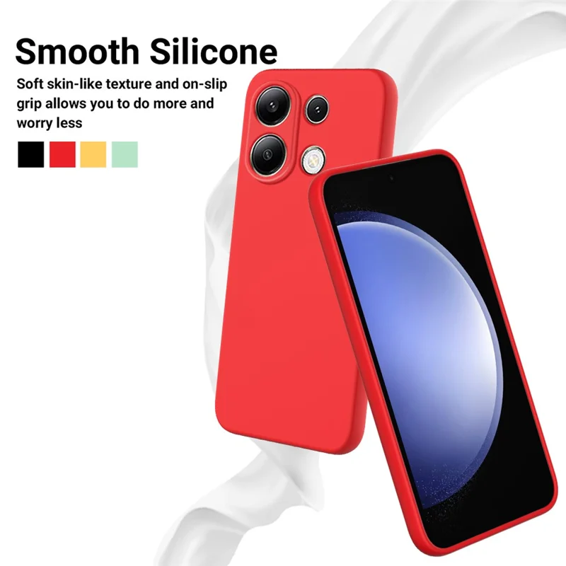 For Xiaomi Redmi Note 13 Pro 4G / Poco M6 Pro 4G Case Soft Touch Liquid Silicone Phone Cover with Strap - Red