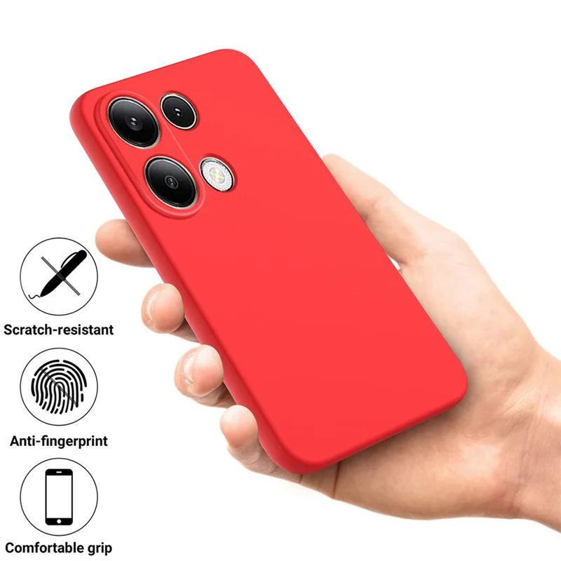 For Xiaomi Redmi Note 13 Pro 4G / Poco M6 Pro 4G Case Soft Touch Liquid Silicone Phone Cover with Strap - Red