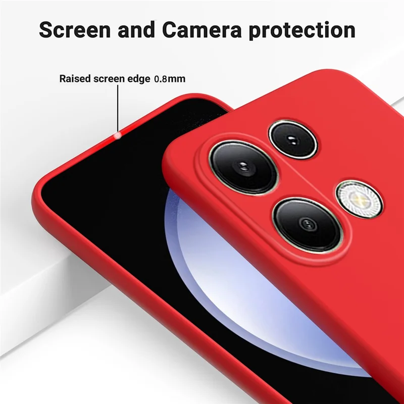 For Xiaomi Redmi Note 13 Pro 4G / Poco M6 Pro 4G Case Soft Touch Liquid Silicone Phone Cover with Strap - Red