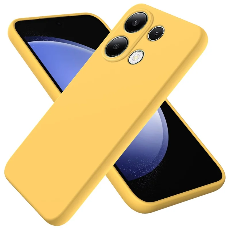 For Xiaomi Redmi Note 13 Pro 4G / Poco M6 Pro 4G Case Soft Touch Liquid Silicone Phone Cover with Strap - Yellow