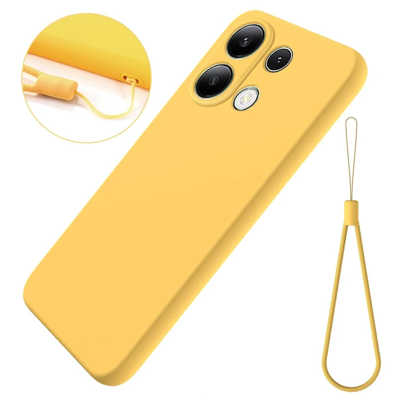 For Xiaomi Redmi Note 13 Pro 4G / Poco M6 Pro 4G Case Soft Touch Liquid Silicone Phone Cover with Strap - Yellow