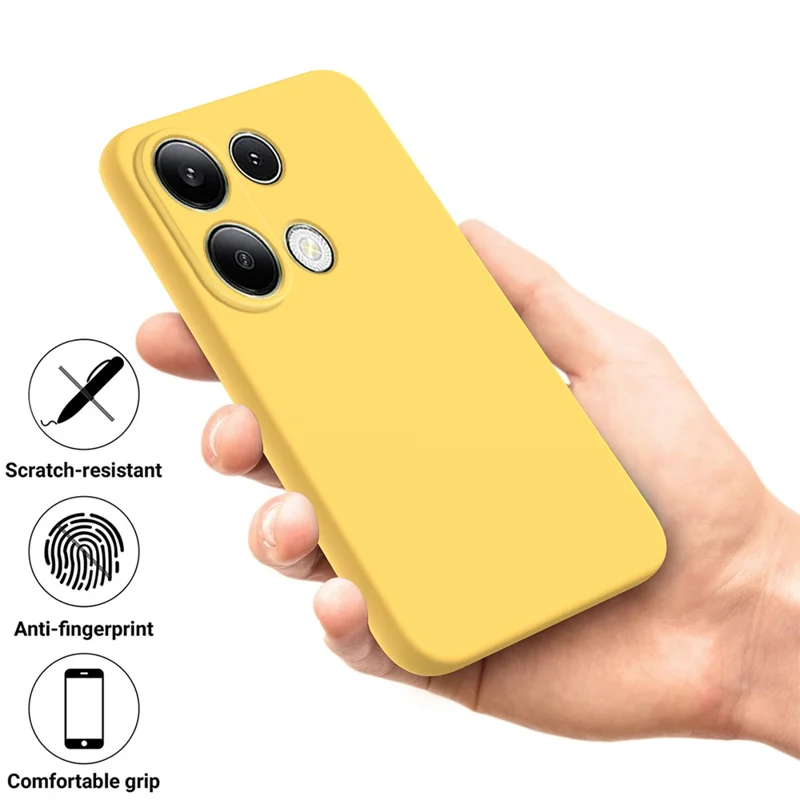 For Xiaomi Redmi Note 13 Pro 4G / Poco M6 Pro 4G Case Soft Touch Liquid Silicone Phone Cover with Strap - Yellow