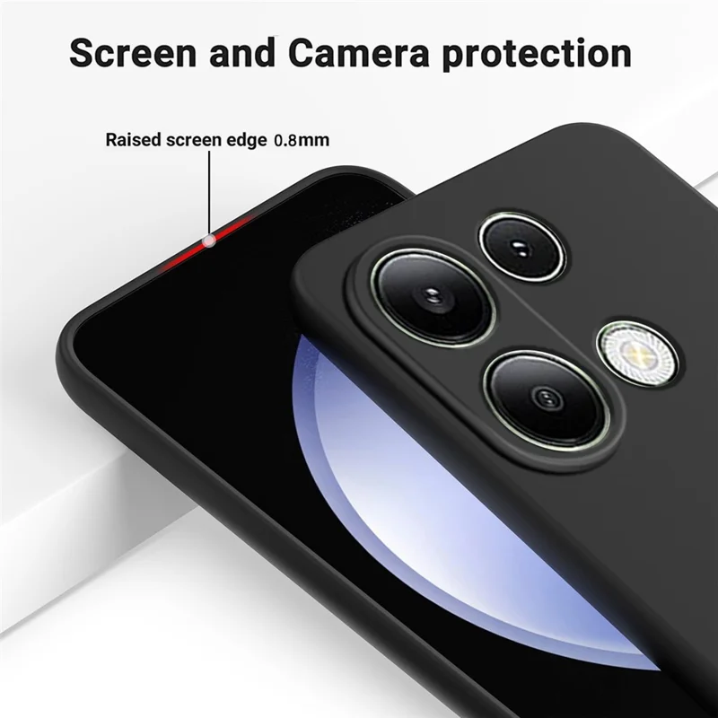 For Xiaomi Redmi Note 13 Pro 4G / Poco M6 Pro 4G Case Soft Touch Liquid Silicone Phone Cover with Strap - Black