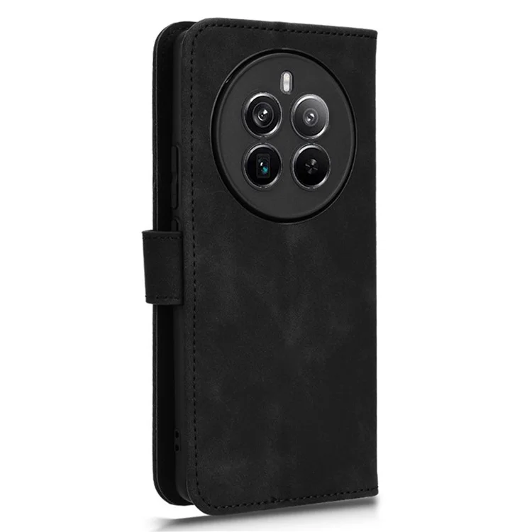 Für Realme 12 4G / 12+ 5G Case Skin-Touch Leder Brieftasche Handyhülle - Schwarz