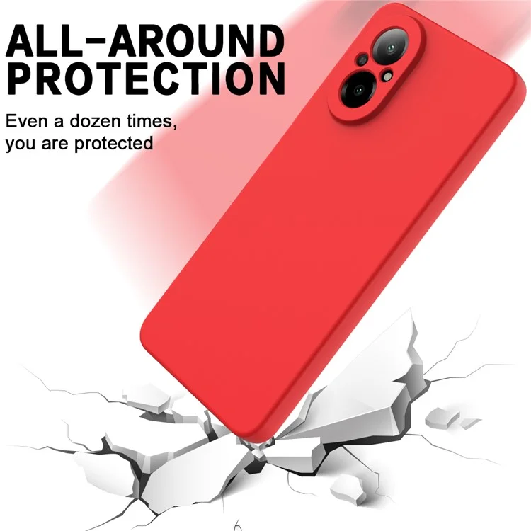 For Realme C67 4G Case Liquid Silicone Fiber Lining Protective Phone Cover with Strap - Red