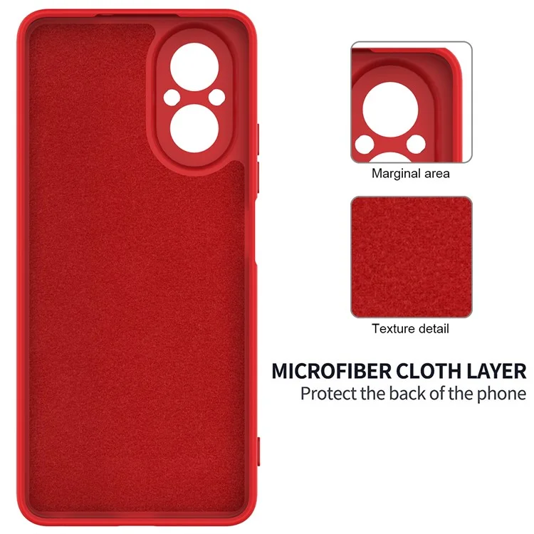 For Realme C67 4G Case Liquid Silicone Fiber Lining Protective Phone Cover with Strap - Red