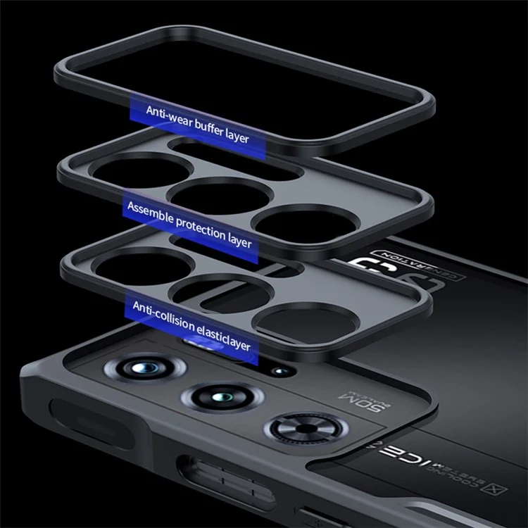 Achat groupé XUNDD Étui magnétique pour ZTE nubia Red Magic 9 Pro 5G / 9 Pro+ 5G, housse de téléphone ajustée en TPU+acrylique - Texture laser