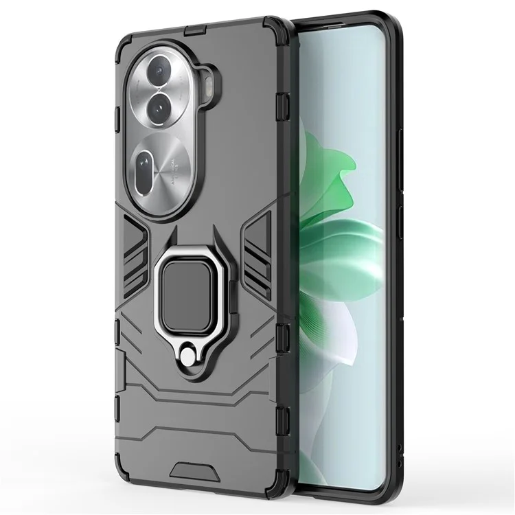 Per Oppo Reno11 Pro 5G (Global) Custodia Anello Supporto Supporto PC+TPU Cover Telefono - Nero
