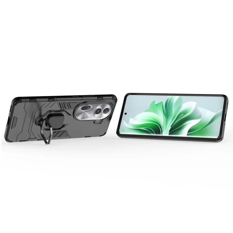 Per Oppo Reno11 Pro 5G (Global) Custodia Anello Supporto Supporto PC+TPU Cover Telefono - Nero