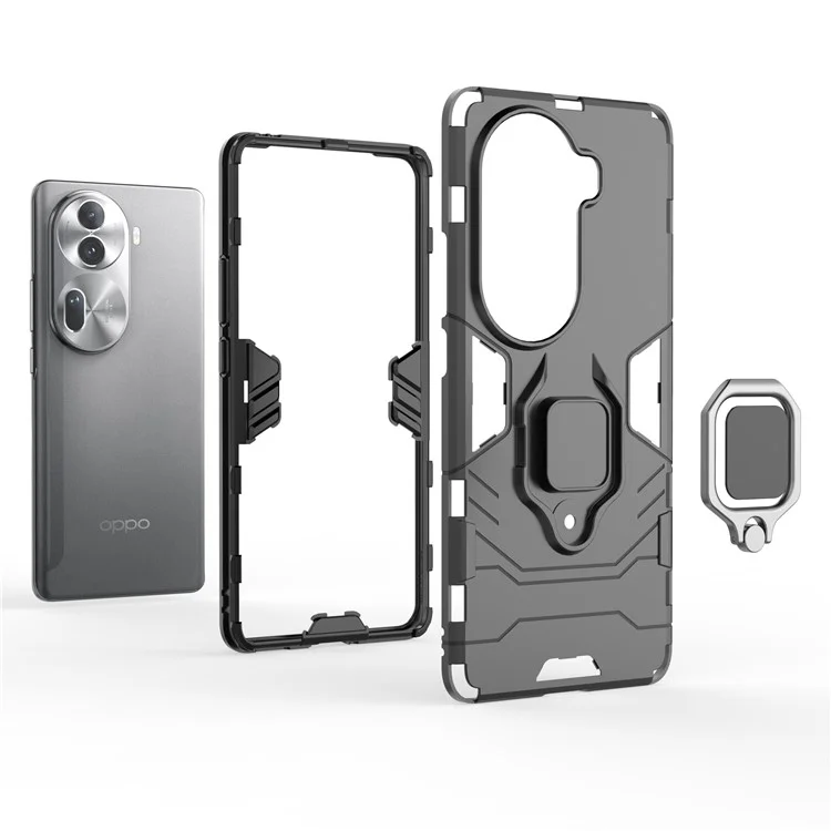 Per Oppo Reno11 Pro 5G (Global) Custodia Anello Supporto Supporto PC+TPU Cover Telefono - Nero