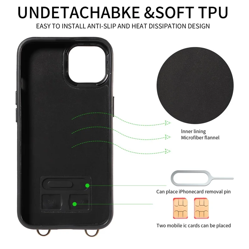 007 For iPhone 14 Case Ring Kickstand PU Leather+TPU Shockproof Phone Cover - Black