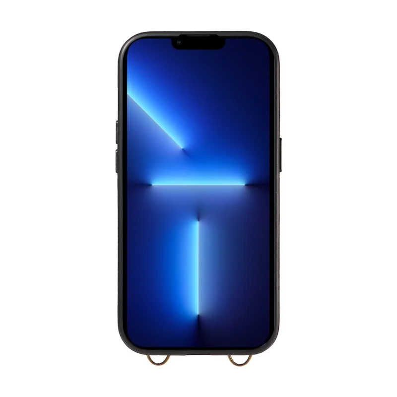 007 For iPhone 13 Pro Max Case Ring Kickstand PU Leather Coated TPU Phone Cover - Blue