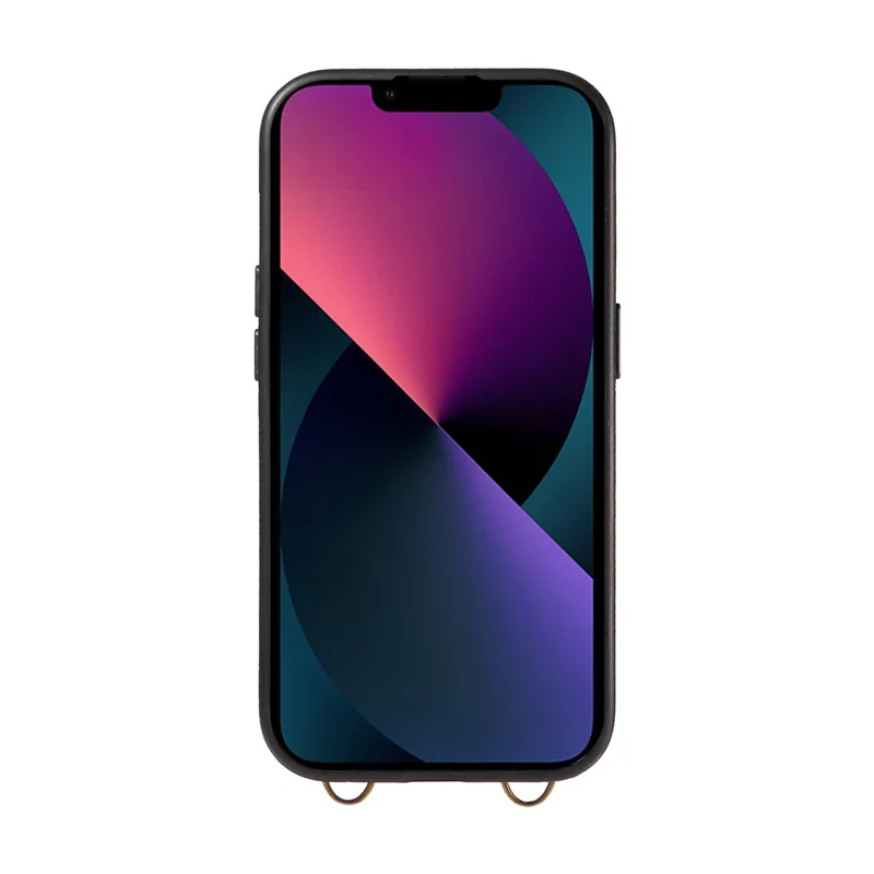 007 For iPhone 13 Case Ring Kickstand Calf Texture Leather Phone Back Cover - Blue