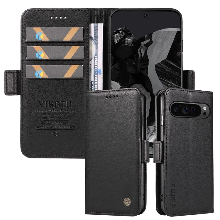 YIKATU YK-003 Para Google Pixel 9 Pro XL Case Stand Wallet Magnético Capa de Telefone - Preto