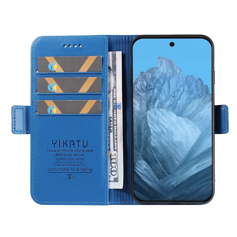 YIKATU YK-003 For Google Pixel 10 Pro / 10 / 9 Pro / 9 Wallet Phone Case Anti-Drop Leather Flip Cover - Sky Blue