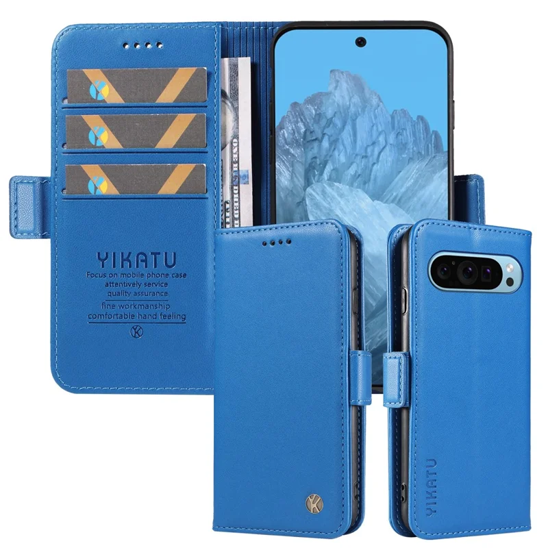 YIKATU YK-003 For Google Pixel 10 Pro / 10 / 9 Pro / 9 Wallet Phone Case Anti-Drop Leather Flip Cover - Sky Blue