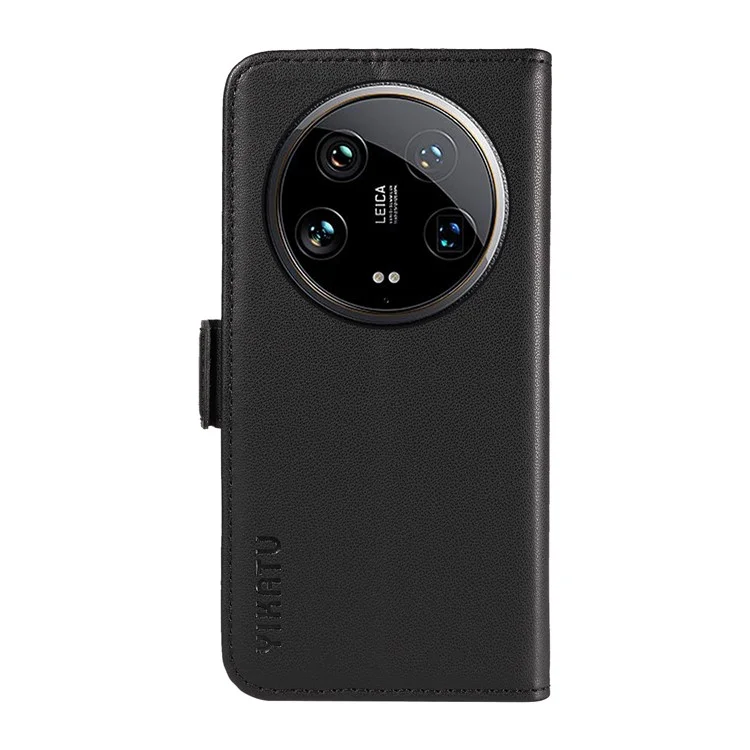 YIKATU YK-003 For Xiaomi 14 Ultra Case Anti-Scratch Leather Wallet Phone Cover - Black