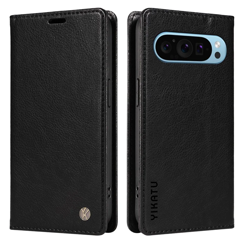 YIKATU YK-006 For Google Pixel 10 Pro / 10 / 9 Pro / 9 Case PU Leather Magnetic Closure Wallet Phone Cover - Black