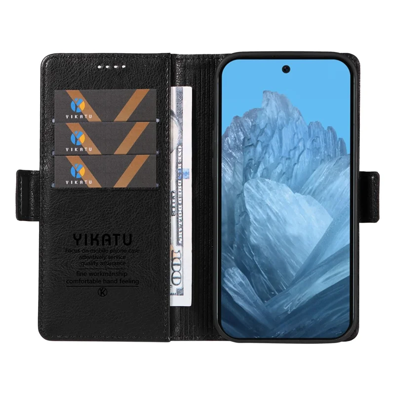 YIKATU YK-007 For Google Pixel 10 Pro / 10 / 9 Pro / 9 Case with Card Holder PU Leather+TPU Inner Shell Phone Cover - Black