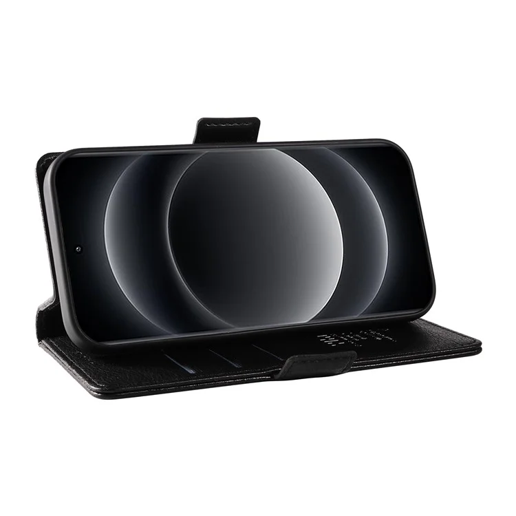 YIKATU YK-007 Für Xiaomi 14 Ultra Hülle PU-Leder Ständer Folio Kartenfach Handyhülle - Schwarz