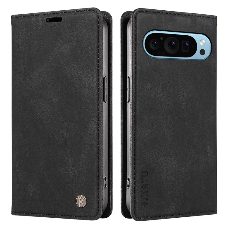 YIKATU YK-005 Für Google Pixel 9 / Pixel 9 Pro Lederhülle Hautgefühl Telefon Cover - Schwarz