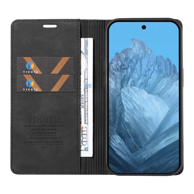 YIKATU YK-005 Für Google Pixel 9 / Pixel 9 Pro Lederhülle Hautgefühl Telefon Cover - Schwarz