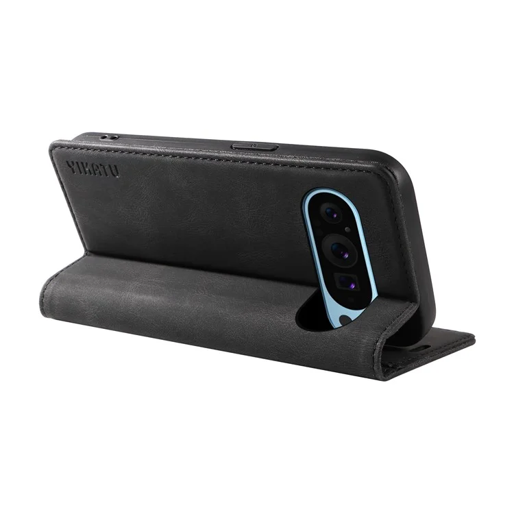 YIKATU YK-005 Für Google Pixel 9 / Pixel 9 Pro Lederhülle Hautgefühl Telefon Cover - Schwarz