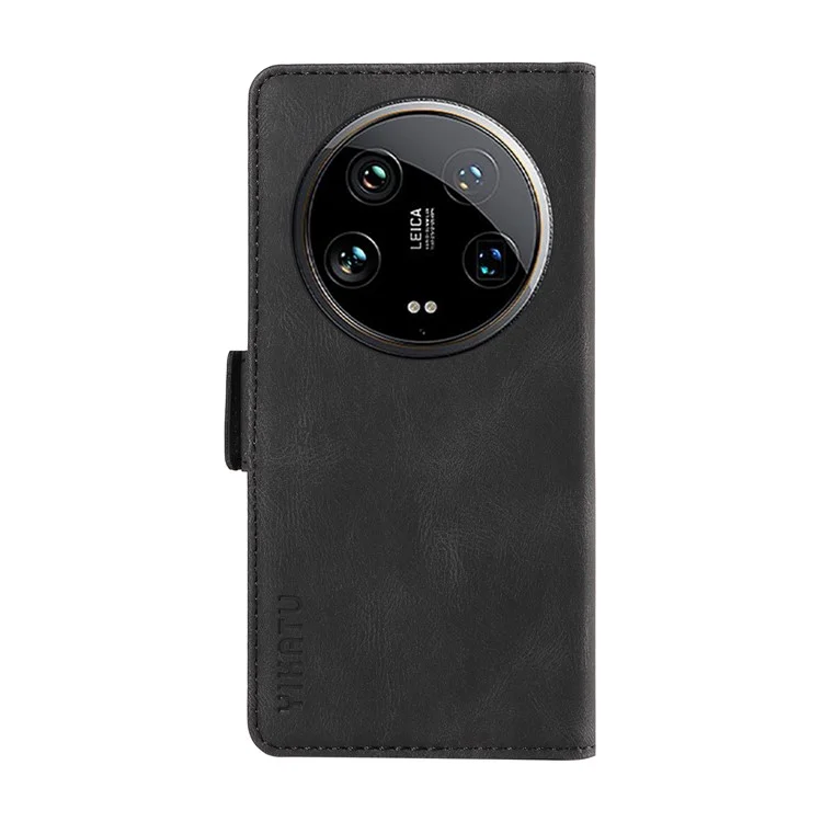YIKATU YK-005 Para Xiaomi 14 Ultra Case Wallet Leather Shockproof Phone Cover - Preto