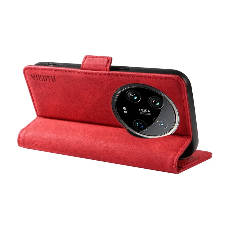 YIKATU YK-005 For Xiaomi 14 Ultra Case Wallet Leather Shockproof Phone Cover - Red