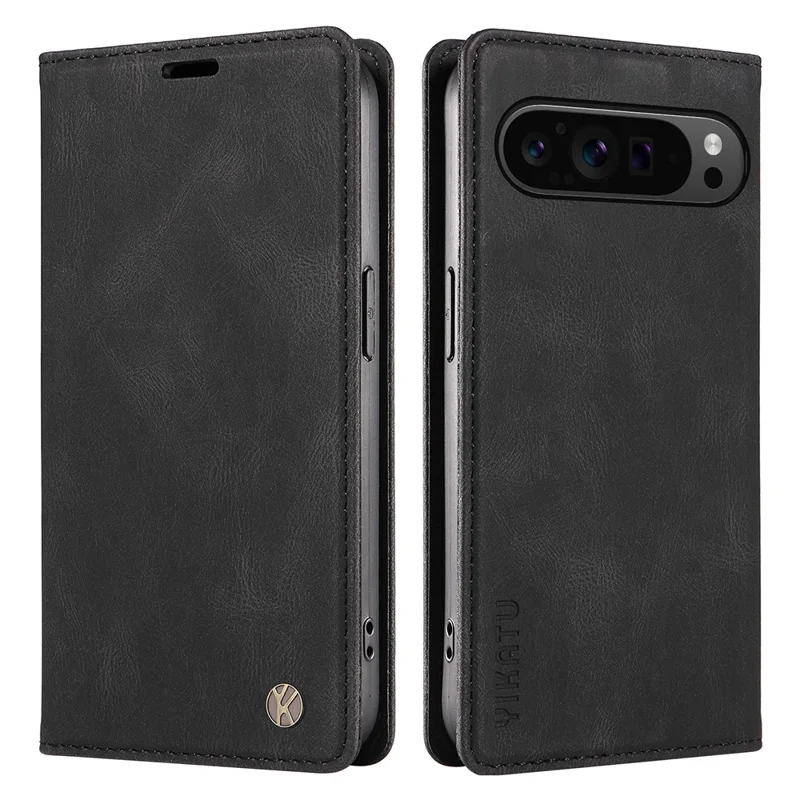 YIKATU YK-005 For Google Pixel 10 Pro XL / 9 Pro XL Case Skin-Touch Leather Card Slots Phone Cover - Black