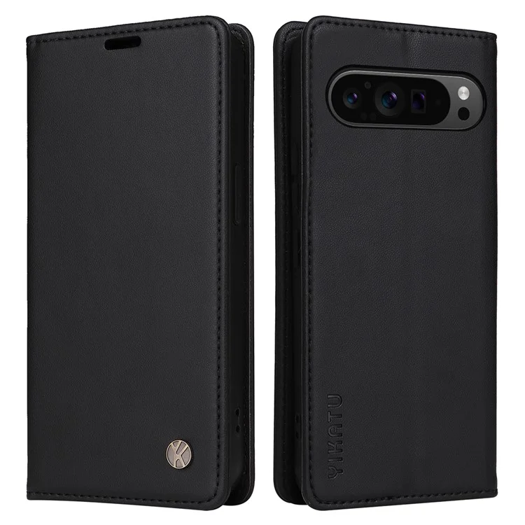 YIKATU YK-001 Für Google Pixel 9 Pro XL Handyhülle Magnetverschluss PU-Leder Klapphülle - Schwarz