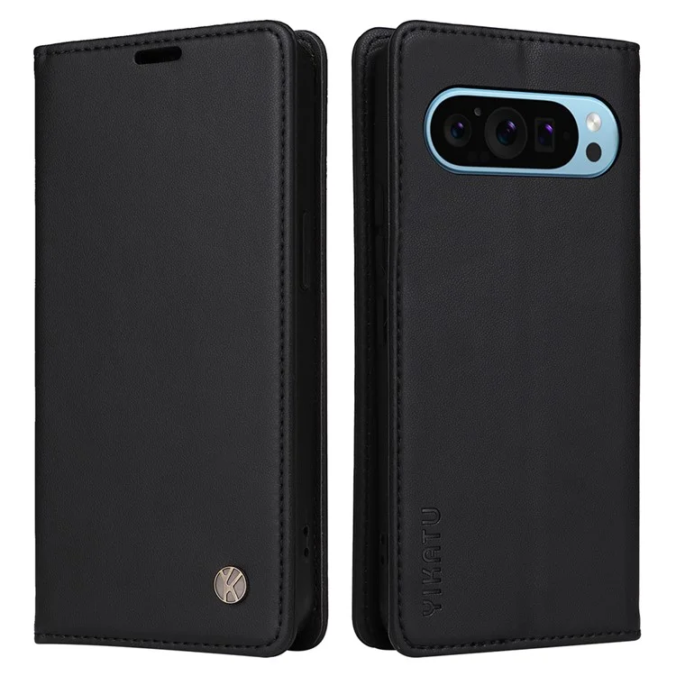 Yikatu YK-001 Para Google Pixel 9 Case Magnetic Closure PU Cubierta de Teléfono de Cuero - Negro