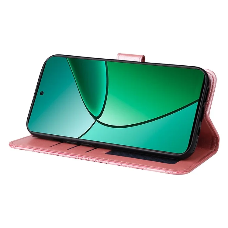 For Realme 12 4G / 12+ 5G Wallet Case Sunflower Imprinted Leather Flip Phone Cover - Pink