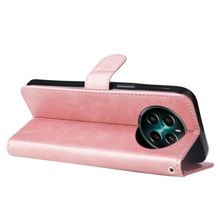 Para Realme 12 4G / 12+ 5G Case 3 Slots de Cartão Bolso com Zíper Capa de Telefone de Couro - Rosa