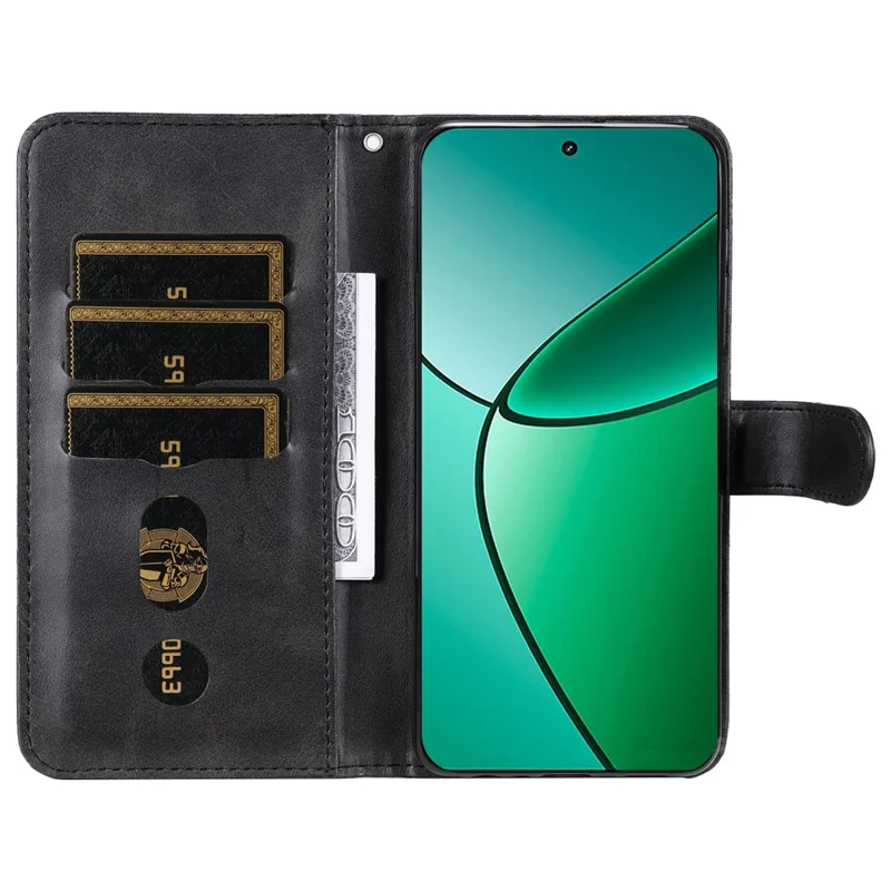 For Realme 12 4G / 12+ 5G Case 3 Card Holder Slots Zipper Pocket Leather Phone Cover - Black