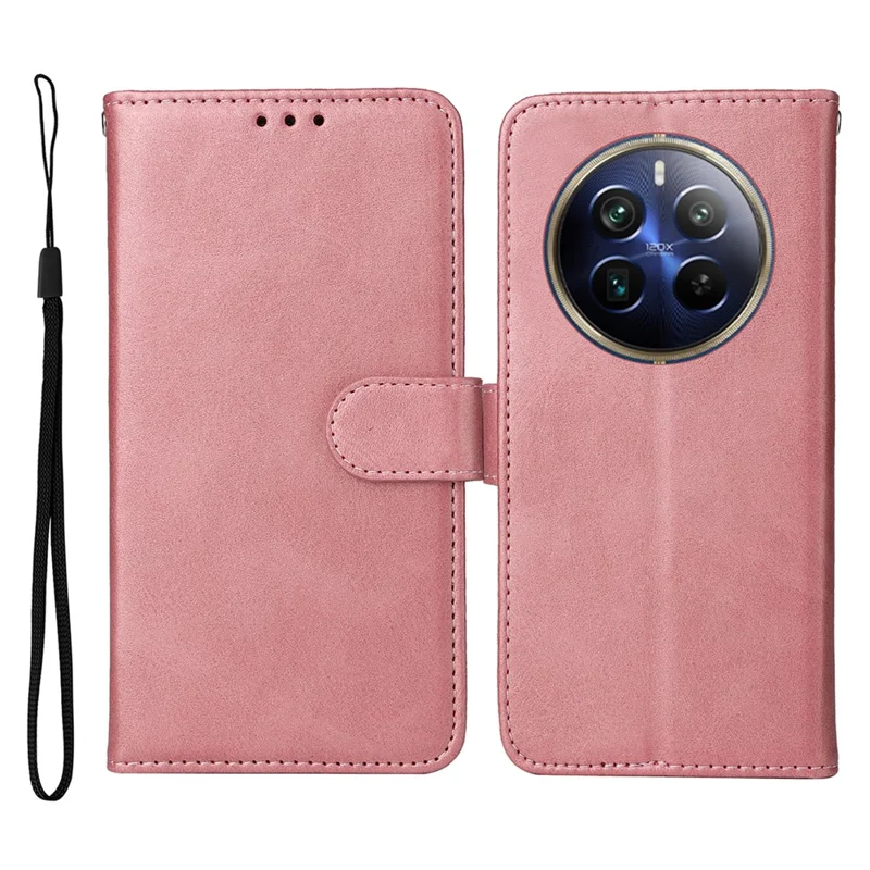 For Realme 12 Pro 5G / 12 Pro+ 5G Case Leather Folding Stand Phone Cover with 3 Card Holder - Pink