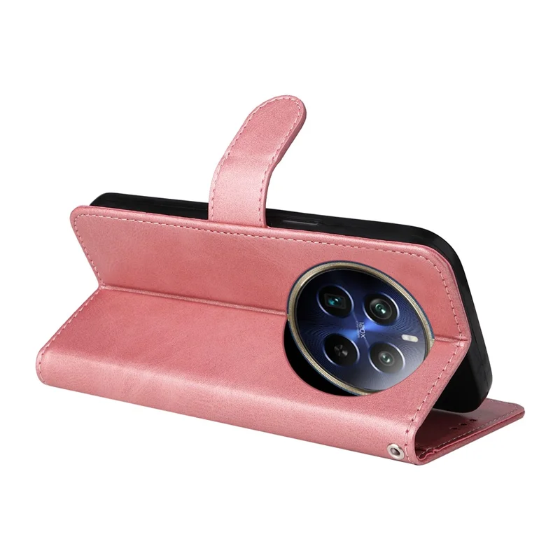 For Realme 12 Pro 5G / 12 Pro+ 5G Case Leather Folding Stand Phone Cover with 3 Card Holder - Pink