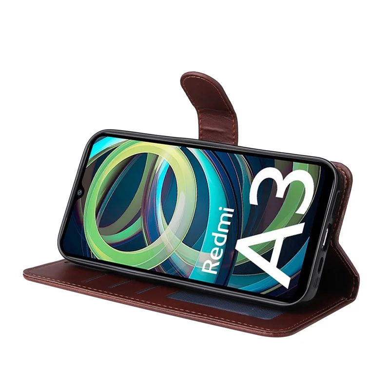 Per Xiaomi Redmi A3 4G / Poco C61 4G Custodia Magnetica Flip Wallet Cover Telefonica - Marrone