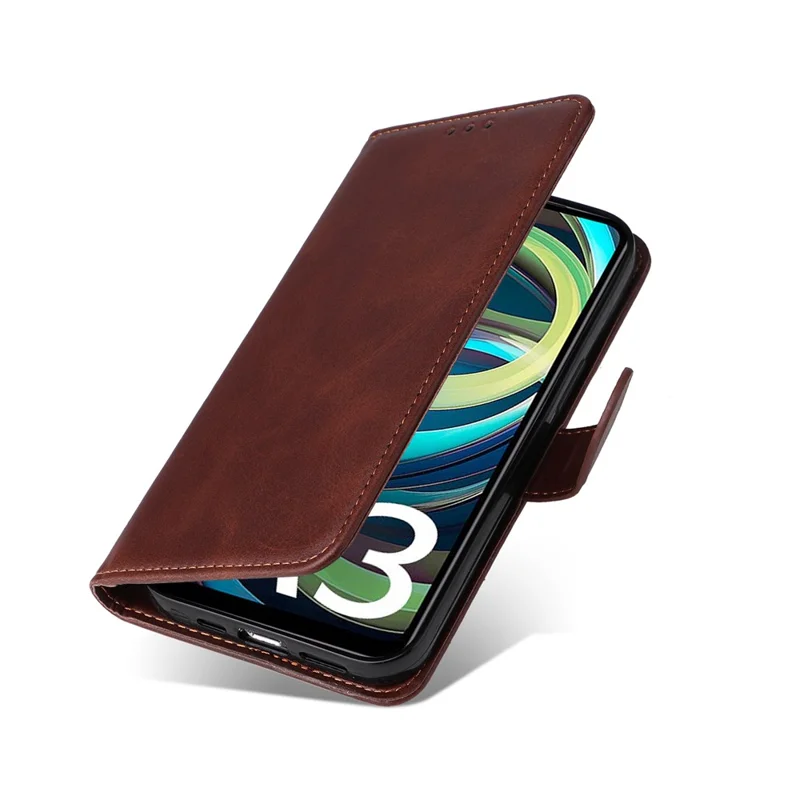 Per Xiaomi Redmi A3 4G / Poco C61 4G Custodia Magnetica Flip Wallet Cover Telefonica - Marrone